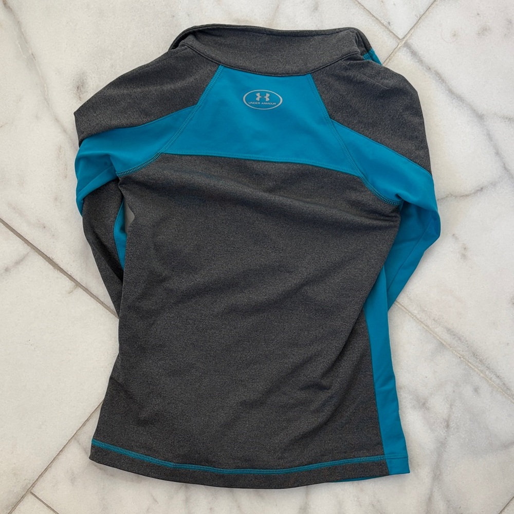 Under Armour Teal and Charcoal Heather Quarter-Zip Pullover - Picture 2 of 3